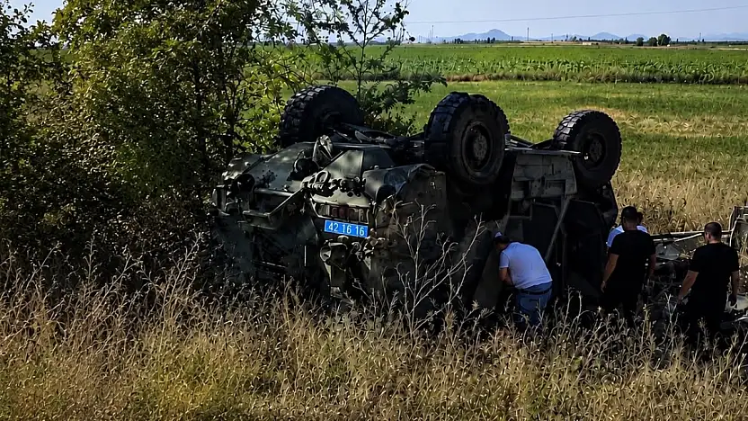 Konya'da askeri araç şarampole devrildi! Olay yerine ekipler sevk edildi
