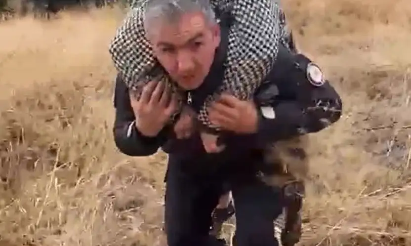 Bakan Çiftçi'den sırtında yaşlı kadını taşıyan polise övgü: Milletimizin gönlüne dokundu!