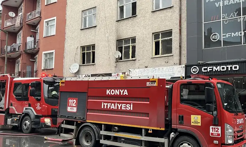 Konya'da apartmanda yangın alarmı! Bina tahliye edildi